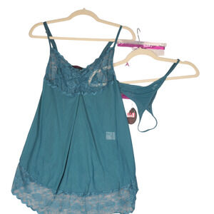 NEW Avid Love Nightie Womens XL Green 2 Piece Thong Romantic Sexy Sleepwear